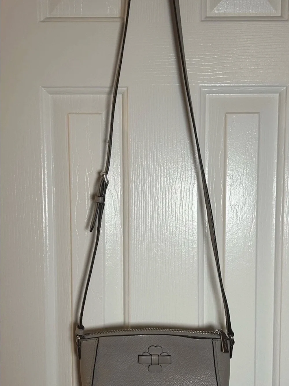 kate spade Talia Taupe Leather Pebbled Bow Crossbody Bag